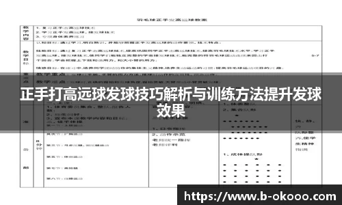 正手打高远球发球技巧解析与训练方法提升发球效果